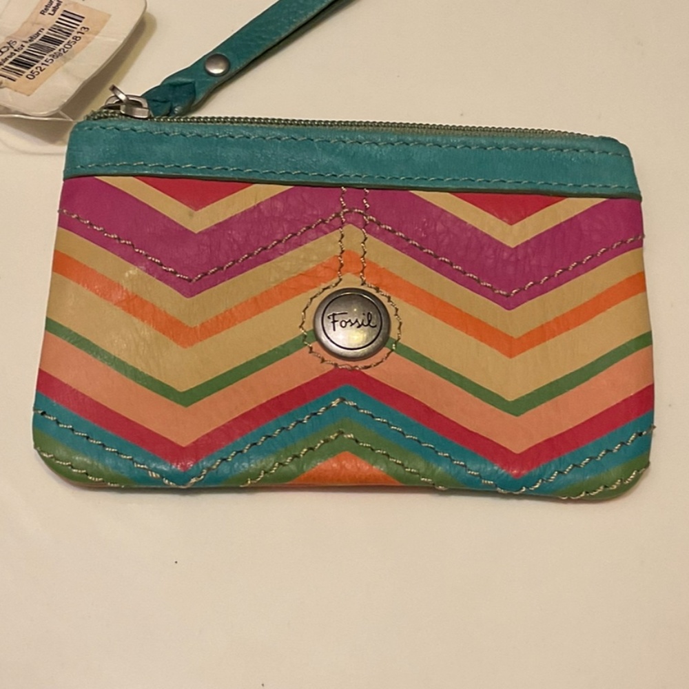 VTG Fossil Chevron Pattern Small Coin Purse NWT - Picture 1 of 6